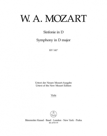 Sinfonie Ouvertre zu KV 126 'Il sogno di Scipione' KV 141a(161) Stimme(n), Urtextausgabe Va