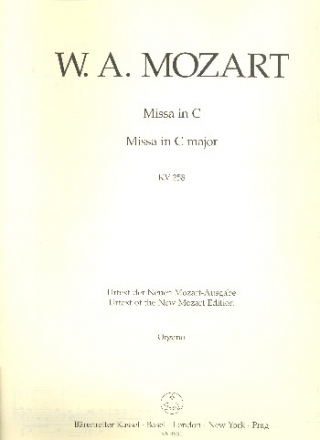 Missa brevis C-Dur KV258 fr Soli (SATB), Chor und Orchester Orgel