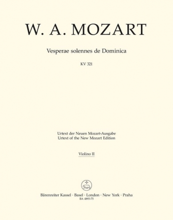 Vesperae solennes de Dominica - KV 321 Stimme(n), Urtextausgabe V2