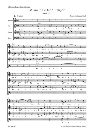 Missa - BWV 233 Chorpartitur, Urtextausgabe GemCh-SATB