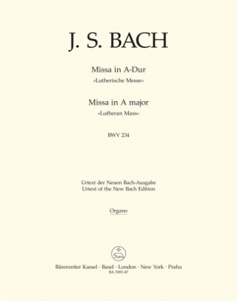 Missa - BWV 234 Stimme(n), Urtextausgabe Bc/Org