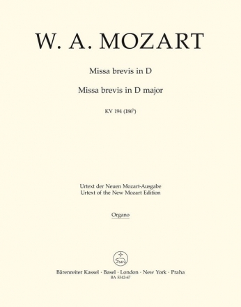 Missa brevis D-Dur KV194 fr Soli, gem Chor und Orchester Orgel