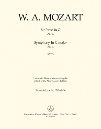 Sinfonie C-Dur Nr.9 KV73 (75a) fr Orchester Harmoniestimmen (Urtextausgabe)