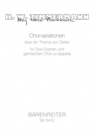 Chorvariationen ber ein Thema von Hugo Dist - Chorpartitur Gemch: SMezA/T/Bar/B