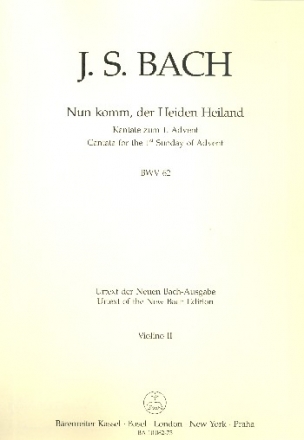 Nun komm, der Heiden Heiland Kantate Nr.62 BWV62 Violine 2