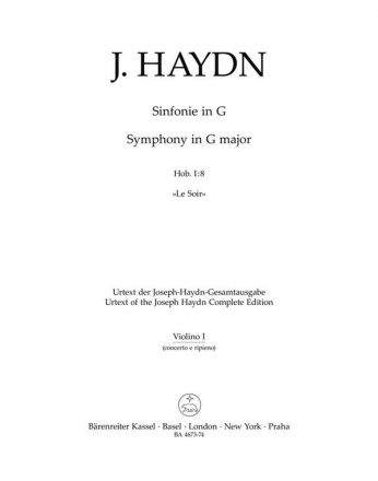 Haydn, Joseph Sinfonie Die Stimme enthlt auch die Solo-Partien Hob.I:8 Stimme(n), Urtextausgabe V1