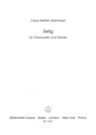 Selig - Spielpartitur(en) Vc/Klav