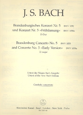 Brandenburgisches Konzert D-Dur BWV1050 (BWV1050a) fr Flte, Violine, Cembalo und Orchester Cembalo solo