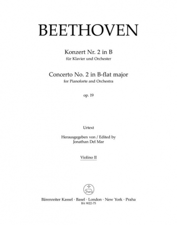 Beethoven, Ludwig van Konzert fr Klavier und Orchester Nr. 2 B-Dur op. 19 V2 Stimme(n)