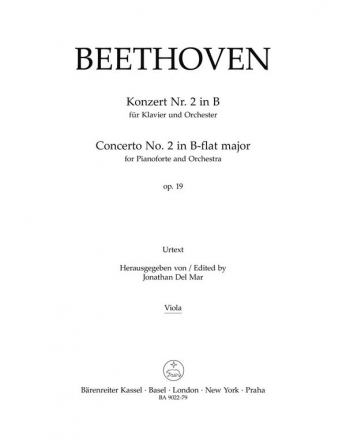 Beethoven, Ludwig van Konzert fr Klavier und Orchester Nr. 2 B-Dur op. 19 Va Stimme(n)