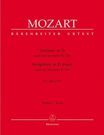 Sinfonie nach der Serenade KV 204 (213a) Partitur, Urtextausgabe Orch