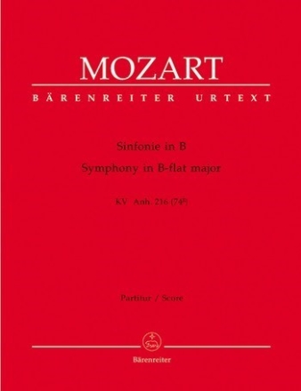 Sinfonie - KV Anh. 216 (74g) Partitur, Urtextausgabe Orch