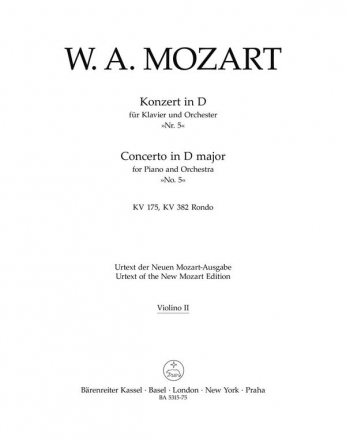 Konzert - KV 175, KV 382 Rondo Stimme(n), Urtextausgabe V2