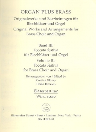 Toccata festiva fr Orgel und Blechblser Partitur fr Blser