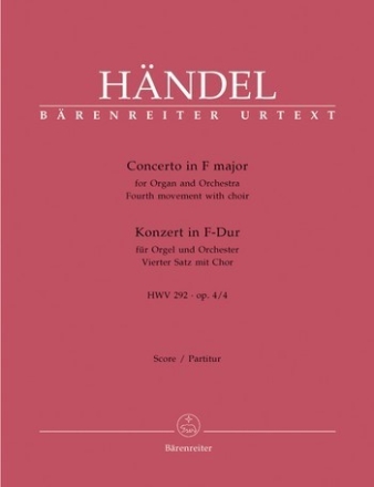 Vierter Satz aus dem Konzert F-Dur op.4,4 HWV292 fr gem Chor, Orgel und Orchester Partitur