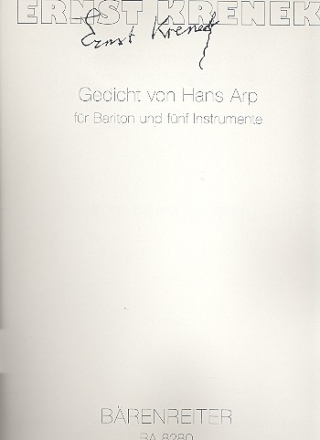 Gedicht von Hans Arp fr Bariton, Violine, Trompete in C, Saxophon, Schlagwerk und Klavier,  Partitur und Stimmen