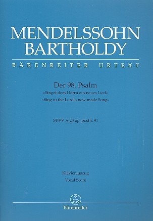 Singet dem Herrn op.posth.91 MWVA23 fr Soli, gem Chor und Orchester Klavierauszug (dt/en)