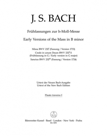 Frhfassungen zur h-Moll Messe - BWV 232 Harmoniestimmen, Urtextausgabe Fl1/Fl2/Ob1 (Ob-dam)/Ob2/Ob3/Fag1/Fag