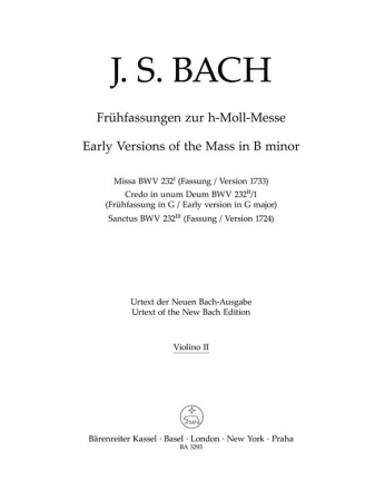 Frhfassungen zur h-Moll Messe - BWV 232 Stimme(n), Urtextausgabe V2