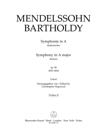 Mendelssohn Bartholdy, Felix Symphonie - Stimme(n), Urtextausgabe V2