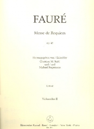 Messe de Requiem op.48 (Fassung von 1900) fr Soli, gem Chor und Orchester Violoncello 2