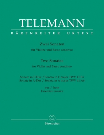 2 Sonaten aus den Essercizii Musici fr Violine und Bc Partitur und Stimmen (Bc ausgesetzt)