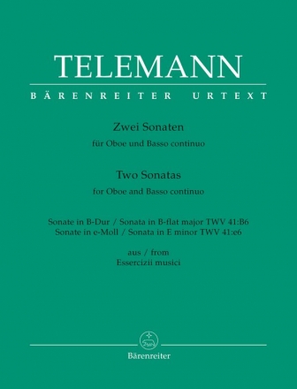 2 Sonaten aus den Essercizii Musici fr Oboe und Bc Partitur und Stimmen (Bc ausgesetzt)