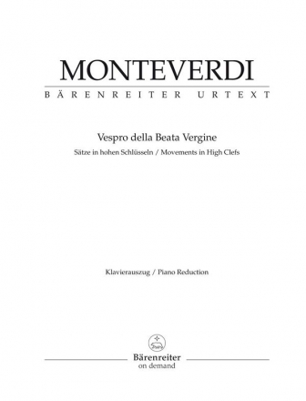 BA8794-92  C.Monteverdi, Vespro della Beata Vergine Stze in hohen Schlsseln Klavierauszug (Sonderanfertigung)