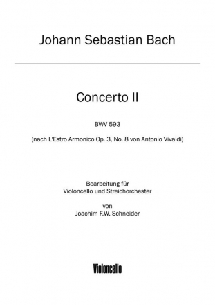 BA5136-82  J.S.Bach, Concerto fr Violoncello, Streicher und bc in a-m  Violoncello