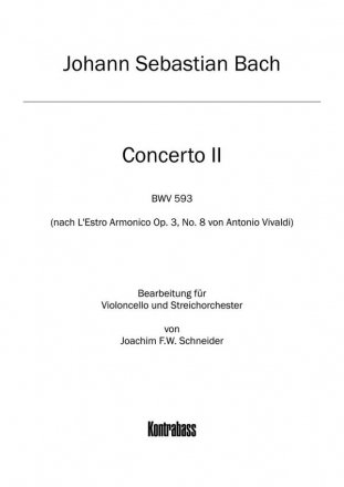 BA5136-85  J.S.Bach, Concerto fr Violoncello, Streicher und bc in a-m  Kontrabass