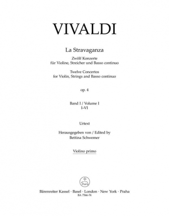 Vivaldi, Antonio, La Stravaganza op. 4 -Zwlf Konzerte for Violine, St V1 Part(s), Urtext edition