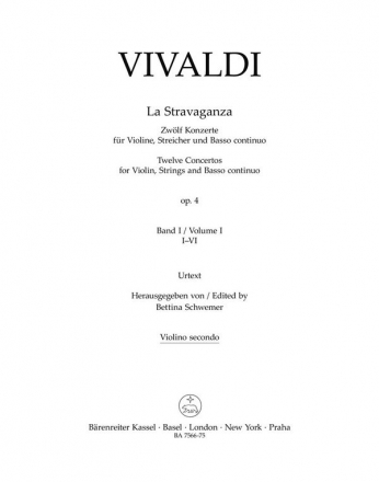 Vivaldi, Antonio, La Stravaganza op. 4 -Zwlf Konzerte for Violine, St V2 Part(s), Urtext edition