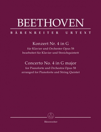 Konzert G-Dur Nr.4 op.58 fr Klavier und Orchester fr Klavier, 2 Violinen, 2 Violen und Violoncello Stimmen