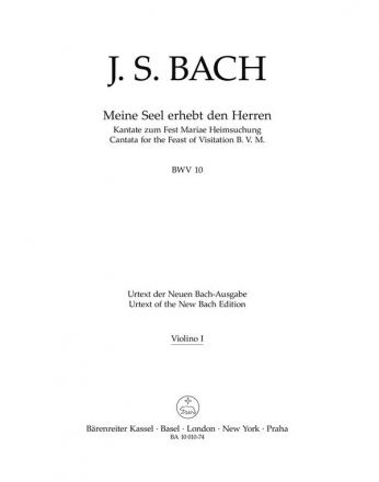 BA10010-74  J.S.Bach, Meine Seel erhebt den Heern BWV10 Kantate Violine 1