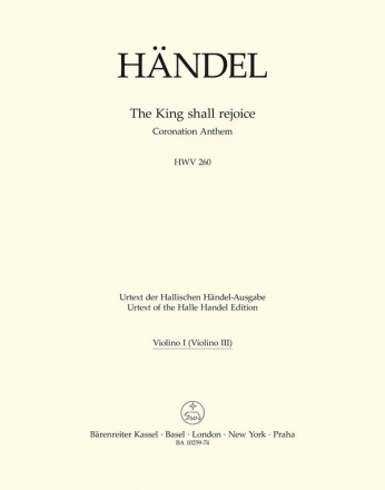 The King shall rejoice HWV260 fr gem Chor und Orchester Violine 1 (Violine 3)