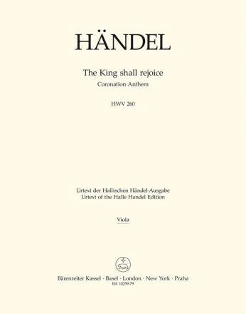 The King shall rejoice HWV260 fr gem Chor und Orchester Viola