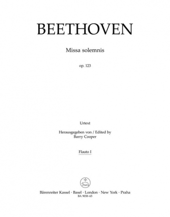Beethoven, L. v., Missa solemnis op. 123 Fl1,Fl2,Ob1,Ob2,Clar.1,Clar.2,Bas.1,Bas.2,Bas.-Ko,Hn1,Hn2,Hn3,Hn4,Trp1 Set of winds, Urtext edition