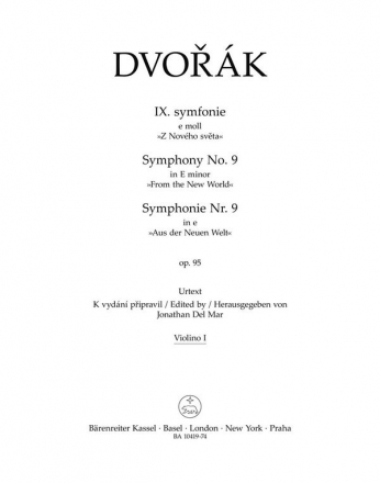 Dvork, Antonn, Symphonie Nr. 9 e-Moll op. 95 'Aus der Neuen Welt' V1 Part(s), Urtext edition