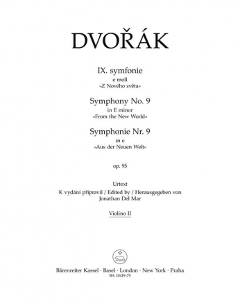 Dvork, Antonn, Symphonie Nr. 9 e-Moll op. 95 'Aus der Neuen Welt' V2 Part(s), Urtext edition