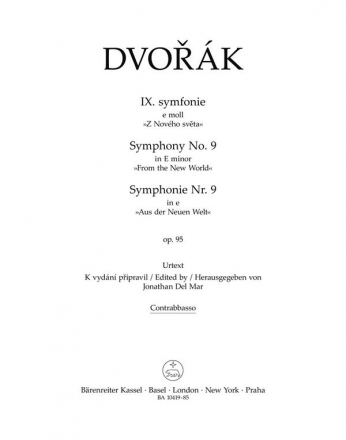 Dvork, Antonn, Symphonie Nr. 9 e-Moll op. 95 'Aus der Neuen Welt' Db Part(s), Urtext edition