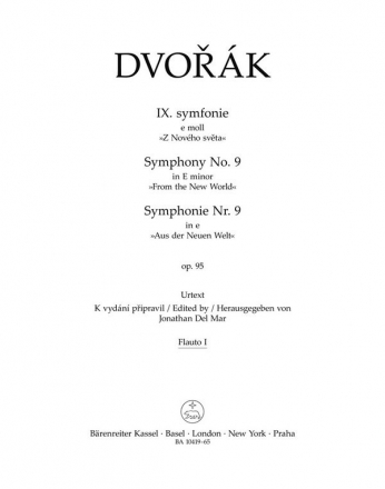 Dvork, Antonn, Symphonie Nr. 9 e-Moll op. 95 'Aus der Neuen Welt' Fl1,Fl2,Ob1,Ob2,EnglHn,Clar.1,Clar.2,Bas.1,Bas.2,Hn1,Hn2,Hn3,Hn4,Trp1, Set of winds, Urtext edition