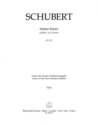 Schubert, Franz, Stabat Mater g-Moll D 175 Va Part(s), Urtext edition