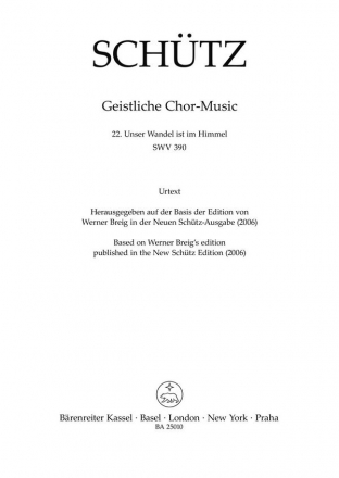 Unser Wandel ist im Himmel SWV390 fr gem Chor a cappella (Instrumente ad lib) Chorpartitur