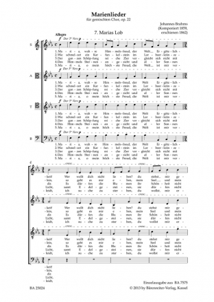 Marias Lob op.22,7 fr gem Chor a cappella Chorpartitur