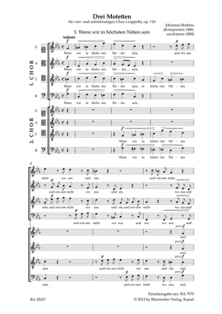 Wenn wir in hchsten Nten sein op.110,3 fr gem Chor (SSAATTBB) a cappella Chorpartitur