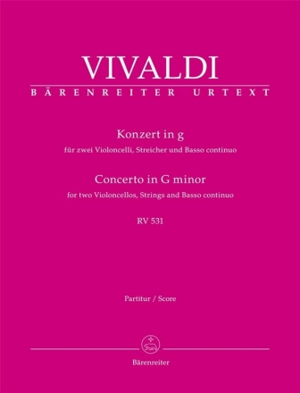 Konzert g-Moll RV531 fr 2 Violoncelli, Streicher und Bc Partitur