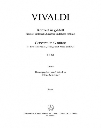 Konzert g-Moll RV531 fr 2 Violoncelli, Streicher und Bc Basso