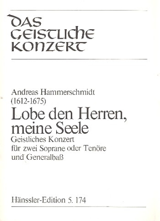 Lobe den Herren meine Seele fr 2 Soprane (Tenre) und Bc Partitur