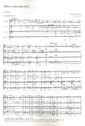 Missa solemnis C-Dur fr Soli (SATB), Chor und Orchester Chorpartitur