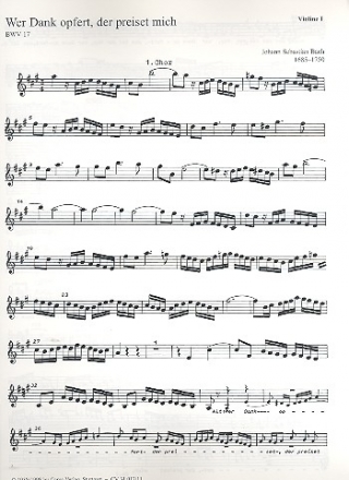 Wer Dank opfert der preiset mich Kantate Nr.17 BWV17 Violine 1